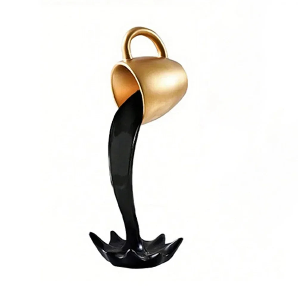 High-end 3D Floating Spilling Coffee Cup Resin Craft Decorative Coffee Cup Ornaments Suspended Cup Sculpture Desktop