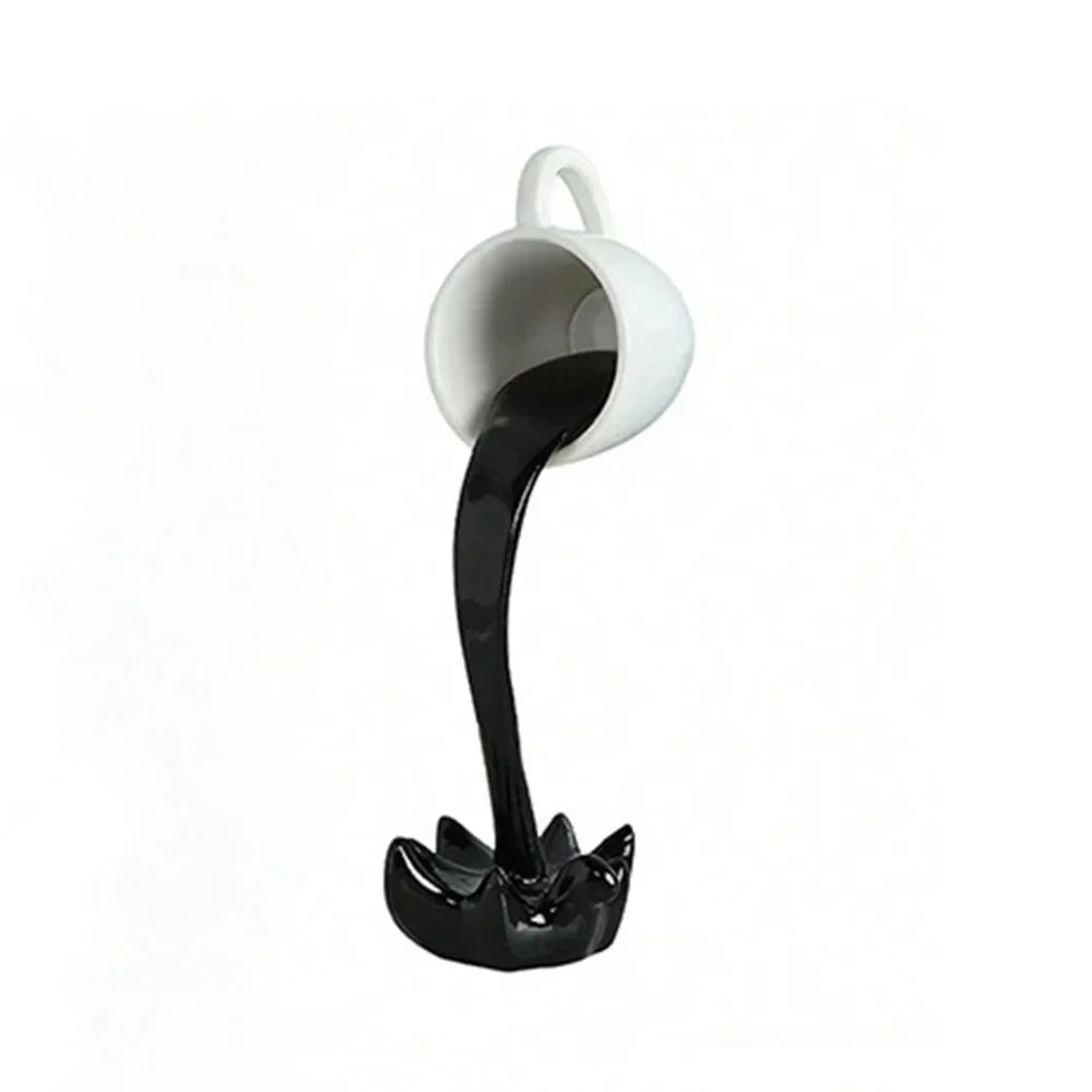 High-end 3D Floating Spilling Coffee Cup Resin Craft Decorative Coffee Cup Ornaments Suspended Cup Sculpture Desktop